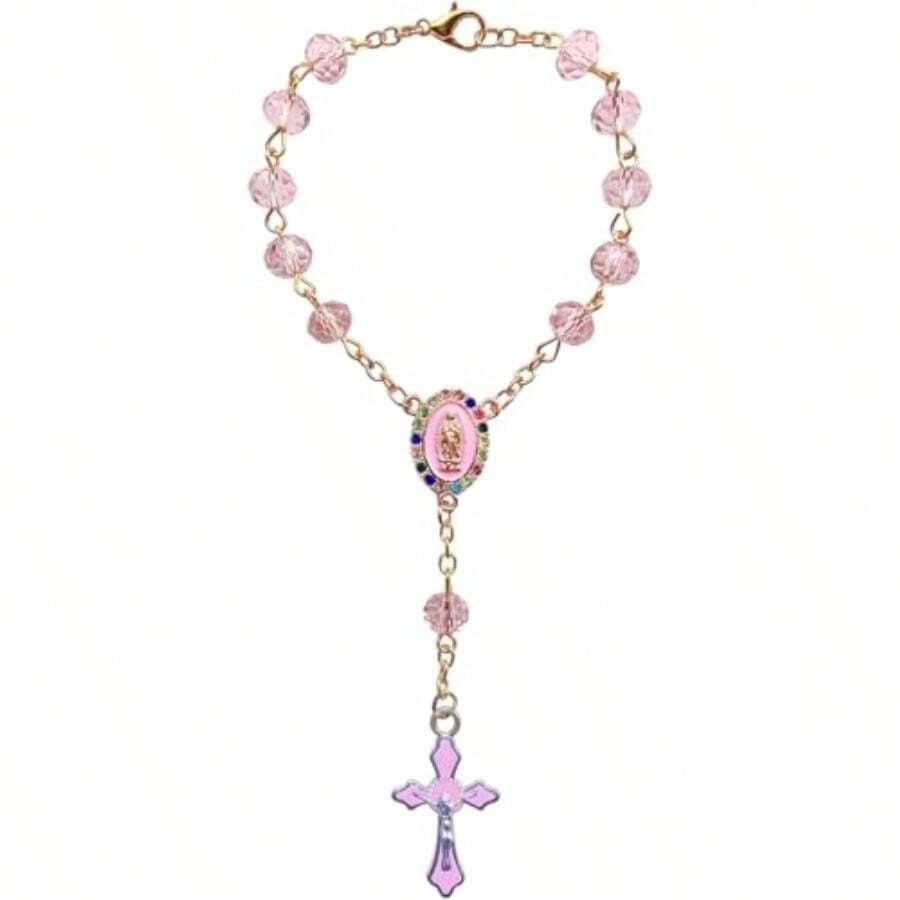 Car Rosary For Rearview Mirror Hanging - Catholic Religious Devout Gift With Virgin Mary Charm And Crucifix Ideal Catholic Rosary Gifts For Men And Women Pinkcar Acessesories, Car, Car Acessesories Women, Car Stuff, Car Decor, Car Accesssories, Stocking Stuffers, Car Accessories For Women, Christmas - 如圖所示 - 查看 1