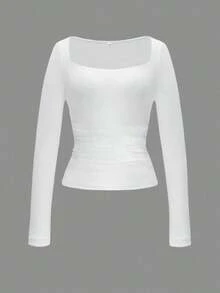 Women's Autumn Sexy Slim-Fit Long-Sleeve Knit Christmas T-Shirt - White - View 3