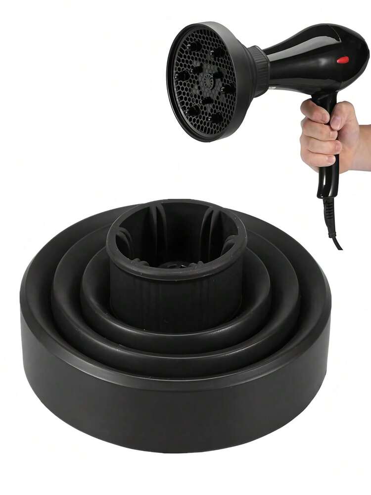 1 pieza Difusor plegable para secador de pelo, color negro, se ajusta a boquillas de secador de 1.575-1.968 pulgadas (4-5 cm), seca el cabello rápidamente y lo protege, herramienta esencial para el hogar y el salón, gran regalo - Negro - Añade 8