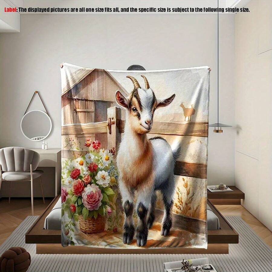 Girl Who Loves Goats  Blanket, Goat Enthusiast Blanket, Super Soft Flannel Printed  Blanket,As Birthday Gifts, Family, Wedding, Souvenir Blankets, Polyester Blankets Suitable For All Seasons, Washable, Machine Washable, Lightweight, Breathable, Comfortable, Warm, Unique, 280gsm For Him, Her Personalized Ideal Gifts For Her, Him, Family, Boyfriend, Girlfriend, Father, Family, Mother, Lover, Daughter, Son, Grandfather, Grandmother, Friend, Classmate, Pet.   Perfect Nap, Camping, Travel, Home, Daily Life, Office Decoration, Birthday, Anniversary, Valentine's Day, Thanksgiving, Christmas, Halloween, Mother's Day, Father's Day, Wedding, New Year Gifts ,Sofa,Bed,Car,Bedroom,Living Room,Office,  Outdoor Camping, Beach,Wall Decoration