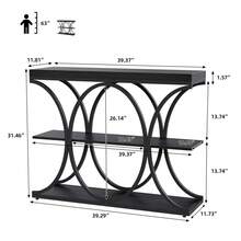 Mesas de Consola estrechas de 39 Pulgadas para Entrada, Mesa de sofá Industrial de 3 Niveles con Base Redonda de Metal y estantes de Almacenamiento para Sala de Estar, Pasillo, vestíbulo - Negro - Ver 2