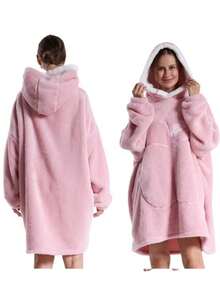 Couverture en flanelle à manches extra longues unisexe, couverture polaire pour télévision, sweat à capuche surdimensionné, pull, cadeau de Noël, vêtement d'intérieur confortable pour l'hiver - Multicolore - Voir 14