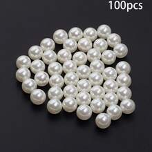 100pcs/Pack ABS Faux Pearl Beads, Hole-Less, For DIY Jewelry Making, Suitable For Bracelets, Necklaces, And Crafts - Pure White/pearl - View 10