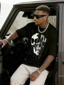 Áo thun nam cổ tròn tay ngắn, kiểu dáng thời trang, màu đen, thích hợp cho kỳ nghỉ xuân/hè. - màu đen - Xem 1