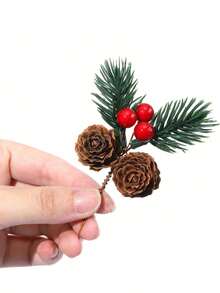 20/1件装红色浆果枝条，松果花，人造圣诞松果浆果花环，仿真红色浆果枝条绿植，塑料圣诞树枝，适用于工艺品、壁炉、酒吧、派对、节日装饰、婚礼派对用品、厨房餐桌装饰、情人节礼物、家居装饰、圣诞装饰、房间装饰、圣诞树装饰品 - 紅色 - 查看 12