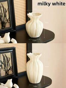 Vase en céramique vintage français, vase élégant de couleur crème pour fleurs fraîches/sèches, design polyvalent convenant à de multiples styles, applicable pour le salon, la table à manger, le bureau, la table basse, le bureau et la décoration de la maison. Convient pour : anniversaire, mariage, Noël, Nouvel An - Beige - Voir 10