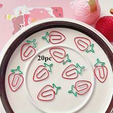 10 szt. uroczych spinaczy do papieru w kształcie truskawek, estetyczne zakładki ze stali nierdzewnej i spinacze do stron do dziennika szkolnego w biurze, kawaii artykuły papiernicze na prezent