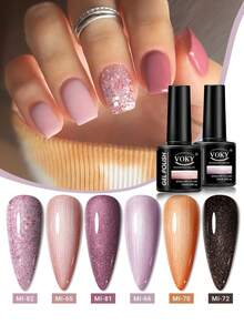 VOKY 2025 Multi-Color Gel Nail Polish 8-Piece Set | Long-Lasting Fashionable Salon Manicure, LED Gel Soak-Off - 7ml/Plastic Bottle