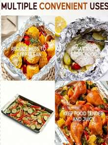 1/3卷耐高温锡箔纸，烤箱纸，20米 - ，不粘烘焙、烧烤和烤箱用铝箔，适用于节日烹饪和烘焙，食品接触材料，节日烹饪必备 | 厚实铝箔 | 不粘表面，铝箔卷，烘焙铝箔，烧烤油纸硅油纸，烤箱锡箔纸，适用于厨房、餐厅、烘焙、烧烤 - 銀色 - 查看 8