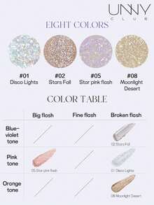 UNNY CLUB Eyeshadow Cair Berkilau, Kilauan Berlian, Payet, Eyeshadow Berkilau Tahan Lama, Ringan & Halus, Cocok Untuk Riasan Sehari-hari - 02 Bintang Jatuh - View 7