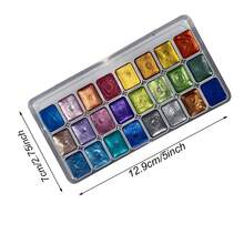 24色珠光水彩颜料套装 - 亮丽固体包装，适用于中国画、唐卡书法和色彩艺术创作，适合专业艺术用途，闪光水彩颜料 - 24色星輝 - 查看 3