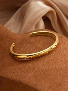 1件/2件装不锈钢手链，奢华优雅风格，星形设计镶嵌水钻，朋友礼物套装，男女皆宜，女士手链，高品质女士手链，女士手链，可叠戴手链，情侣礼物 - 手鐲 - 查看 4