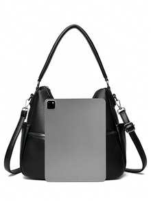 Large Capaci Leather Crossbody Bag For Middle-Aged Women Faionable Versatile Single Oulder Satchel Casual Simple Sle - Black - View 9