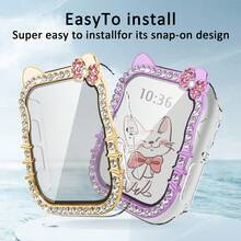 42/46mm 兼容硬质水晶水钻超薄边框全包保护壳，带屏幕保护膜，适用于女士和女孩 Series 10