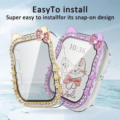 42/46 mm kompatibelt hårt kristallsträngat ultratunt stötfångarskydd med skärmskydd, lämpligt för kvinnor och flickor, serie 10