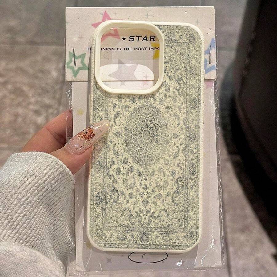 复古单件装优雅文具纹理TPU软手机壳，兼容 17 Pro Max/17/16 Pro Max/15/13/12/11、S20 FE/A15/S24/A55，兼容红米Note 11/12/13 Pro，全包防震保护套，国际版，非国内版 - 白色 - 查看 1