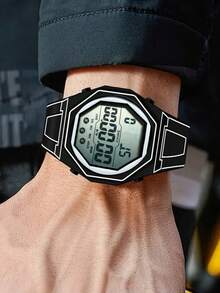 Stylish Line Design Anime Inspired Digital Alarm Watch, Minimalist Cartoon Outdoor Sports Watch - A - View 3