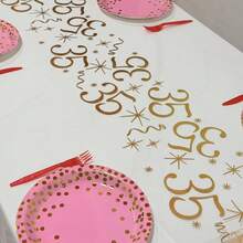 1pc Gold Foil Number Birthday Table Runner, 6/16/20/25/35/45/55/65/75/85 Years Old Birthday Party Decoration, Anniversary Retirement Party Supplies, Birthday Celebration, Father's Day, Mother's Day - Gold - View 26