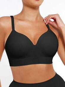FeelinGirl Wireless Supportive Bra For Women, Seamless Comfort Bralettes No Underwire Full Coverage Everyday Bras - 黑色 - 查看 4