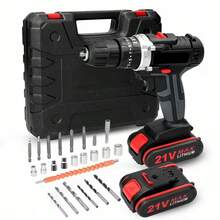 21V Lithium-Ion Rechargeable Drill Driver - Electric Tool Set For Home And DIY Projects - Handheld Screwdriver With LED Light And Variable Speed Control - Xem 1