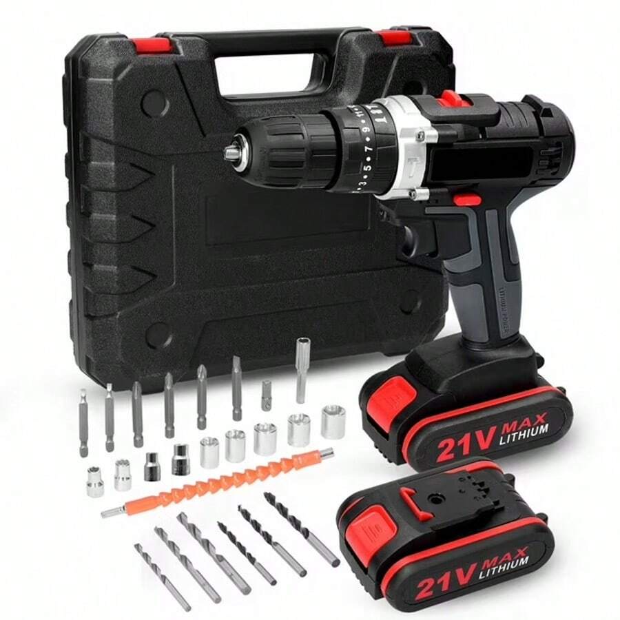 21V Lithium-Ion Rechargeable Drill Driver - Electric Tool Set For Home And DIY Projects - Handheld Screwdriver With LED Light And Variable Speed Control - Xem 1