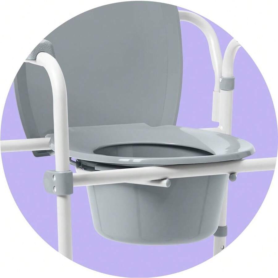 Medline 3 en 1 de acero plegable mesita de noche, cómoda silla para inodoro es de altura ajustable, se puede utilizar como inodoro elevado, soporta 350 libras - Asiento regular - Ver 1