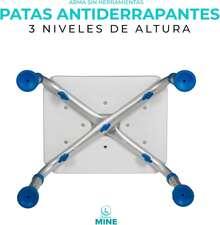 Seven Mine Banco para Baño Ajustable 3 Niveles de Altura| Silla para Baño Antideslizante para Adulto Mayor|  y Confort para Ducha| Silla con Drenaje y Estabilidad - 1 - Ver 10