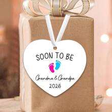 Futurs grands-parents en 2026, la plaque acrylique en porcelaine blanche est utilisée pour créer des ornements de bébé, des cadeaux de félicitations pour la grossesse et des cadeaux pour les membres de la famille. L'ornement de Noël pour bébé en porcelaine blanche acrylique. Noël approche, à bientôt en 2026. C'est le meilleur cadeau pour le couple qui s'apprête à devenir grands-parents. - Jaune citron - Voir 6