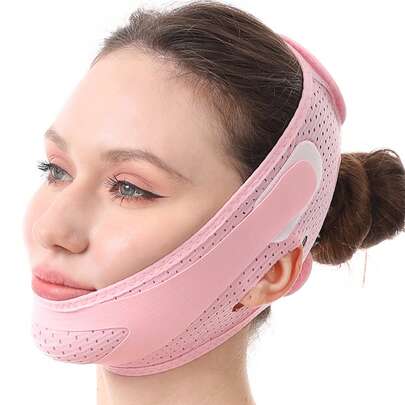 1 Mặt nạ tạo khối hình chữ V màu hồng Miếng dán tạo khối mặt Mặt nạ ngủ hình chữ V dành cho nữ giúp nâng và làm săn chắc đường viền hàm Mặt nạ làm thon gọn khuôn mặt Thoáng khí và thoải mái Mặt nạ nén nâng cơ kép Thích hợp sử dụng hàng ngày Quà tặng Ngày của Mẹ
