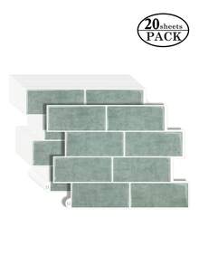 WoStick Paneles de pared 3D con textura de ladrillo impermeables, pegatinas de azulejos de pared autoadhesivas y extraíbles, adecuadas para salpicaduras de cocina, baño, decoración de vacaciones, pegatinas, vinilos decorativos, papel tapiz, decoración del hogar, decoraciones de primavera, remodelación del hogar, pegatinas decorativas Rama, regalos de cumpleaños y graduación - verde con estampado de piedras - Ver 14