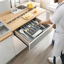 1pc Cutlery Organizer, Expandable Utensil Storage Box For Kitchen Drawers, Household Knife And Fork Tray.