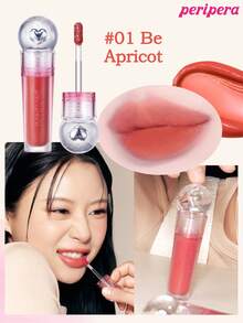 Peripera 保濕果凍唇彩，唇釉，韓式唇彩，高顯色度，持久顯色，輕盈舒適，保濕，自然光澤，持久舒適，不黏膩，適合配戴口罩，無白色殘留，K-Beauty - #01 Be Apricot - 查看 11
