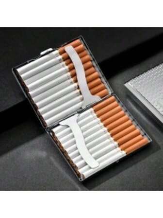 1 paquete de 20 cajas de cigarrillos metálicas con tapa abatible con diseño de arabesco de flores vintage grabadas, caja de cigarrillos de negocios para hombres