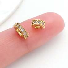 2pcs Rondelle Spacer Beads Brass Micro Pave Cubic Zirconia Gold Silver Flat Spacer Beads For DIY Earring Bracelet Necklace Jewelry Making - Multicolor - View 5