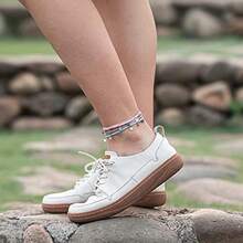String Ankle Bracelets Waterproof Rope Anklets Braided Beach Boho Coin Anklets Cute Friendship Foot Jewelry For Women - Hồng - Xem 3