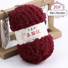 3 Balls X 50g/1.76oz Coral Velvet Knitted Blend Yarn For DIY Hand Knitting Scarf, Baby Blanket, Tote Bag - 50g/3 Pieces - View 12