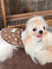 Soft & Warm Palace Style Pet Dress With Bow Tie, Suitable For Small & Medium Dogs & Cats, Indoor Wear - Multicolor - View 11