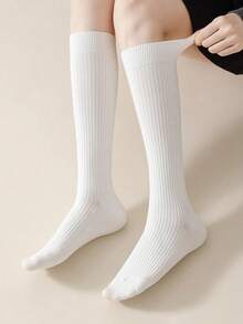 1/3 Pairs Women Knee High Socks Black & White & Gray Long Ribbed Knit Slouchy Boot Socks Soft Warm For Women Girls - Multicolor - View 3