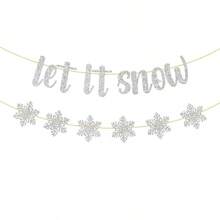 Let it Snow Snowflake/ Winter Theme/ Merry/ Party Decor Supplies/ Silver Glitter - Plateado - Ver 2