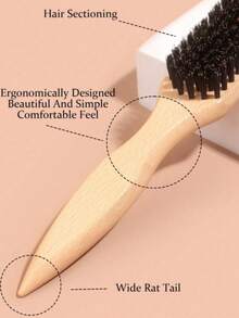 Unisex Boar Bristle Hair Brush - Fragrance-Free Professional Hairstyling Brush, Suitable For Thick/Thin Hair, Can Clean Gradient Hairstyles And Electric Clippers, Create Smooth Hairstyles, Essential For Back To School, Travel, Women Hair Accessories, Comb, Detangling Brush, Ball-Shaped Brush - Multicolor - View 7