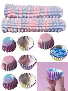 1000pcs Ombre/Starry Sky Mini Cupcake Liners, 0.98 Inch Cute Thumb Cupcake Cups, Grease-Proof Baking Cups, Suitable For Birthday, Wedding, Party Cakes - Compatible With Cake Decorations - Multicolor - View 7