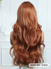 28 Inch Long Brown Synthetic Wig, Middle Part Blonde Curly Hair, Suitable For Women's Daily Wear, Cosplay, Natural And Realistic, Can Be Used For Halloween, Christmas, New Year, Carnival, Music Festivals, Ideal Gift For Girls, Summer Graduation, Holidays, And Perfect For Halloween And Christmas. - 臟橘色 - 查看 5