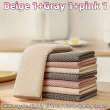 3pcs/6pcs Super Soft & Absorbent Microfiber Kitchen Towels, Double-Sided Waffle Texture, Easy To Clean, Space Theme, White, Gray And Beige, Ideal For Wiping Countertops And Appliances, Also Can Be Used As Dish Cloths - Multicolor - View 13