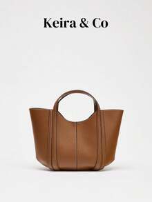 [女士迷你城市包，单肩包设计师小手提包，顶部手柄和可拆卸斜挎带，可拆卸内部拉链袋 - 棕色 - 查看 7