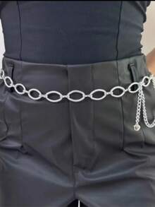 Elegant Women's Oval Belt - 銀色 - 查看 1