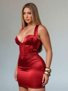 "Nicki" Dress - Exclusivity, Glamour And Comfort - Đỏ - Xem 2