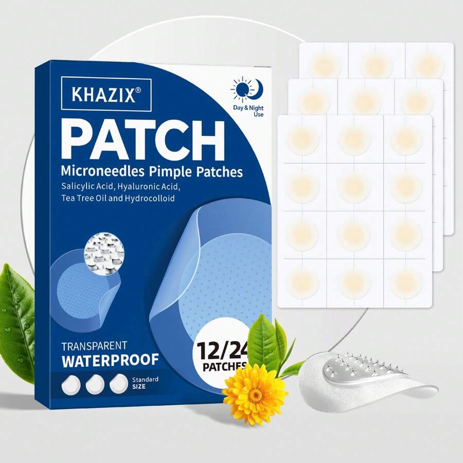 12pcs/24pcs Acne Pimple Patch, Micro-Needle Design, Hydrocolloid Material, Strong Adhesion, Gentle & Non-Irritating, Alcohol-Free, Plant Extract