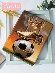 Soccer Football, Crown, Football Shoes IPad Case Compatible With IPad 10.2 Inch 2021/2020 IPad 9th/8th Generation,Compatible With Samsung Galaxy Tab A8 10.5 Inch 2022,With Pen Holder,Supports Automatic Sleep/Wake Lid,Fashion Protective Case - Multicolor - View 2