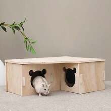 1pc Wooden Hamster Maze Adventure And Cozy Hideout - Exciting Exploration Route, Multiple Compartments, Provides Ultimate Playtime Experience For Your Pet, Small Pet Training Toy - Multicolor - View 4