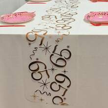 1pc Rose Gold Number Birthday Table Runner, 45th Birthday, 11.02*108.27/196.85/393.7 Inches, Birthday Party Decoration, Anniversary Retirement Party Supplies, Birthday Celebration, Party Supplies, Father's Day, Mother's Day - Rose Gold - View 7